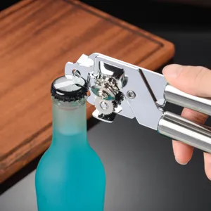 Edelstahl Dosenöffner 2-in-1 Multifunktionaler Flaschenöffner Strapazierfähiger Manueller Dosenöffner Küchenwerkzeug Für Zuhause Restaurant