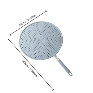 Écran anti-éclaboussures en silicone pour poêle, filtre à graisse avec manche, outil de cuisine.