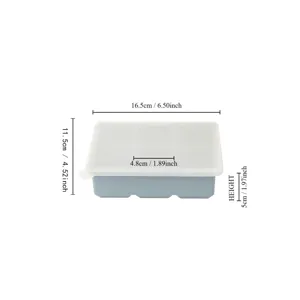 Bac à glaçons en silicone avec couvercle, moule carré pour glaçons maison, 16,5x11,5x5cm.