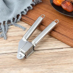 Stainless steel manual garlic press kitchen tool for home cooking and daily food prep