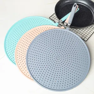 Ensemble ecran anti-eprojections d'huile en silicone cuisine couvercle de poele anti-chaleur