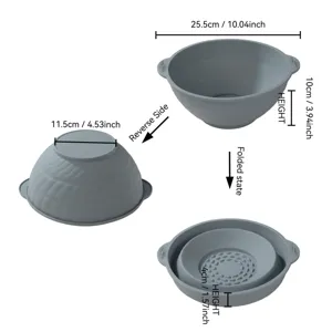 Silicone folding salad bowl kitchen portable collapsible bowl with size specification details
