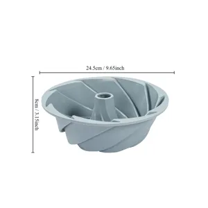 Grey silicone bundt cake pan spiral baking mold 24.5cm round kitchen pastry tool for baking