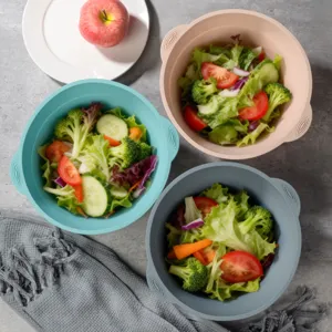 Collapsible Silicone Salad Bowl Large Foldable Kitchen Food Container Portable Mixing Bowl With Dual Handles