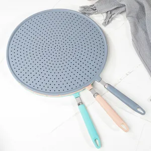 Écran anti-éclaboussures en silicone pour poêle, protection d'huile avec poignée isolée.