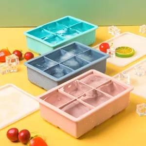 Lot de bacs à glaçons en silicone avec couvercles, grand moule carré pour cuisine maison.
