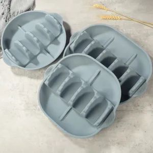 Grauer Silikon Taco Halter Wellenform Kuechenhelfer fuer knusprige und weiche Tacos 3er Set.