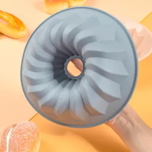 Grey silicone bundt cake mold spiral baking pan kitchen tool for DIY pastry making