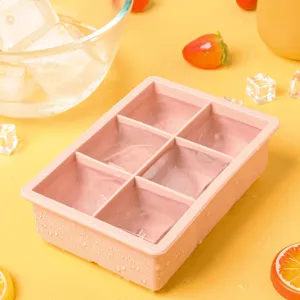Moule à glaçons en silicone rose à 6 grilles pour la maison, démoulage facile.