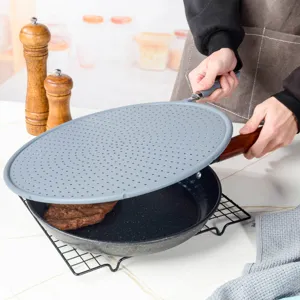 Écran Anti-Projections en Silicone pour Poêle Pare-Graisse avec Poignée Résistant à la Chaleur Couvercle Anti-Éclaboussures Outil de Cuisine
