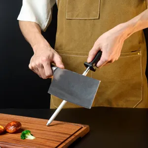 Kitchen Knife Sharpening Steel Carbon Steel Sharpener Rod With Ergonomic Handle Quick Kitchen Tool For Household Cooking