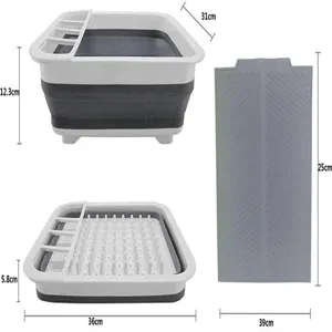 Conjunto de escurridor de platos plegable y esterilla de silicona para cocina