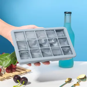 Moule a glacons en silicone 15 grilles bac a glacons gris outil de cuisine avec glace.