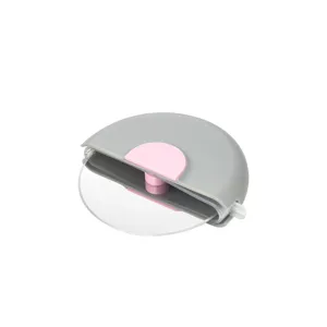 Edelstahlschneider für Pizza mit Schutzabdeckung runden Rollmesser zum Backen in Küche.