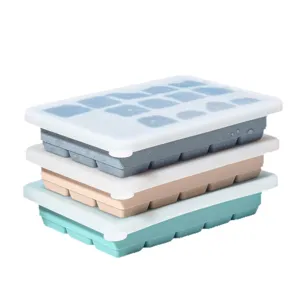 Bac à Glaçons en Silicone 15 Grilles avec Couvercle Outil de Cuisine Empilable
