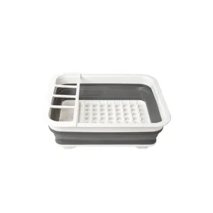 Escurridor de platos plegable de plástico cesta de almacenamiento de vajilla de cocina nueva