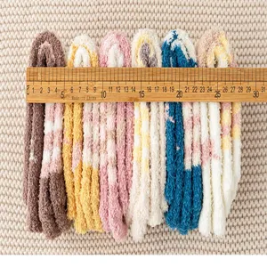 Thick coral fleece fuzzy winter socks, soft warm sleeping socks with colorful stripes.