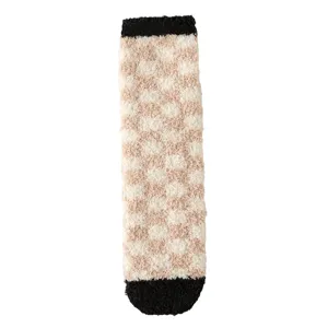 Winter new coral fleece socks, plaid pattern mid-tube sleep socks, warm indoor footwear.