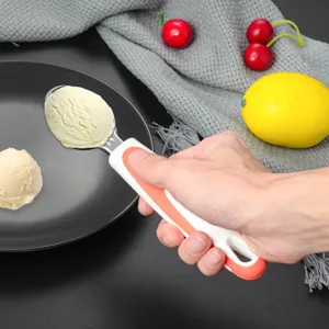 Stainless steel ice cream scoop with ergonomic handle for kitchen dessert and fruit ball making