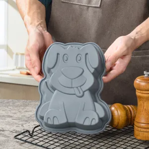 Moule à gâteau en silicone de chien mignon pour la cuisson, outil de pâtisserie flexible.
