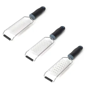 Edelstahl Käsereibe und Zitronenreibe mit ergonomischem Griff, praktisches 3er Set.