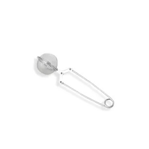 Stainless steel tea infuser mesh ball with squeeze handle kitchen tool strainer for loose leaf tea.