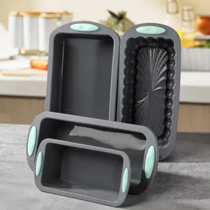 Moule à Gâteau Rectangulaire en Silicone Plaque de Cuisson pour Pain de Mie Bicolore Design Bord en Dentelle Résistant aux Hautes Températures