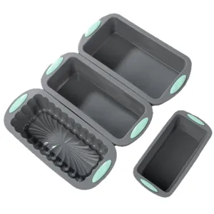 Lot de moules à pain en silicone, plaques de cuisson rectangulaires antiadhésives pour gâteaux.
