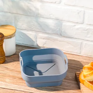 Foldable silicone air fryer basket heat-resistant non-stick baking tray kitchen tool gadget.