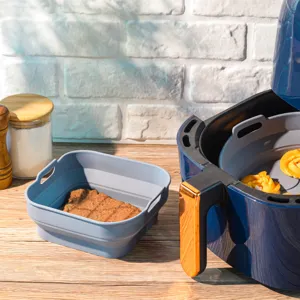 Collapsible silicone air fryer liner square baking mat heat resistant kitchen accessory