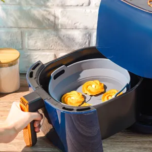 Collapsible silicone air fryer liner heat resistant basket baking tray kitchen accessory
