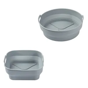 Collapsible silicone air fryer liner round and square heat resistant baking tray sets