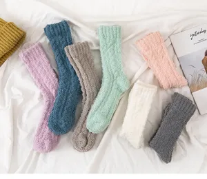 Cozy coral fleece long fuzzy socks for women winter warm soft home sleep thermal snow socks