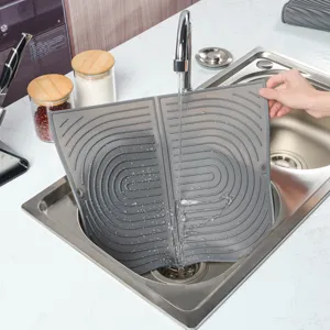 Klappbare Silikon Abtropfmatte für Spüle, hitzebeständige Geschirr Abtropfmatte Küche.