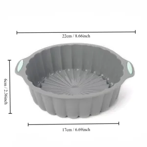 Silicone cake mold baking pan with handles non-stick round pastry tool 22cm grey kitchen