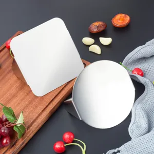 Stainless steel hamburger press set, square and round meat press for kitchen cooking and burgers.