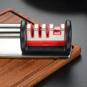 4-Stage manual knife sharpener kitchen tool with ergonomic design for fast and safe blade sharpening.