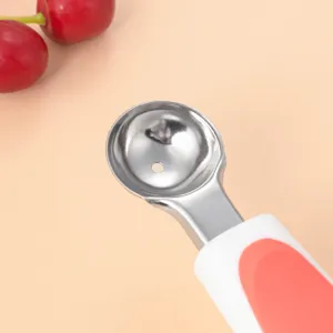 Stainless steel fruit melon baller spoon detail view kitchen gadget for household ice cream.