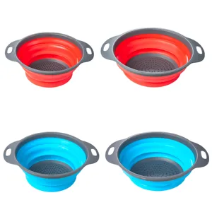 Panier d'égouttage en silicone pliable portable set pour cuisine passoires pliantes.