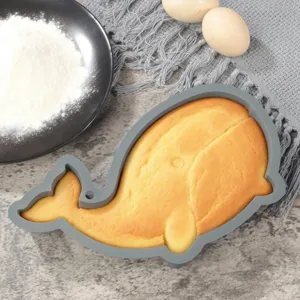 Stampo per torta in silicone a forma di balena per cottura fai-da-te, flessibile e antiaderente.