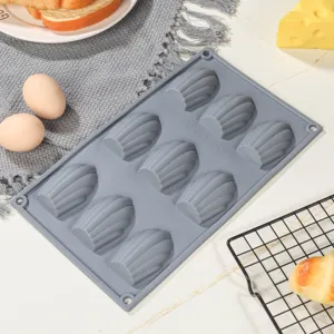 9-Mulden Madeleine Silikon Kuchenform Grau DIY Backwerkzeug für Gebäck & Desserts