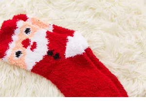 Winter Christmas Santa Coral Fleece Thickened Warm Home Sleep Socks Cozy Soft Gift