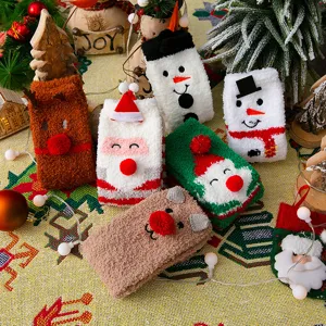 Christmas coral fleece socks fuzzy thick winter warm sleeping socks cute holiday gifts set