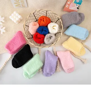 Winter effen koraal fleece fluffy sokken dikke warme gezellige slaap sokken groothandel