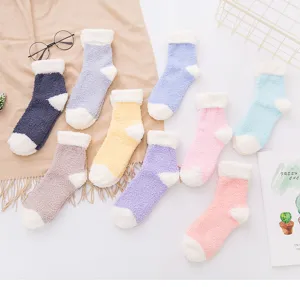Winter thick coral fleece fuzzy socks soft warm cozy sleeping socks multi color set