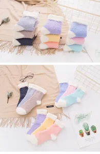Winter thick coral fleece socks warm fuzzy home sleeping socks soft cozy colorful cute casual socks