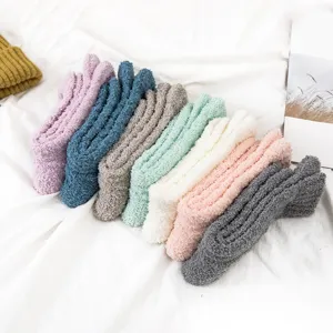 Fluffy coral fleece winter warm sleeping socks thick cozy long snow socks multi-color set