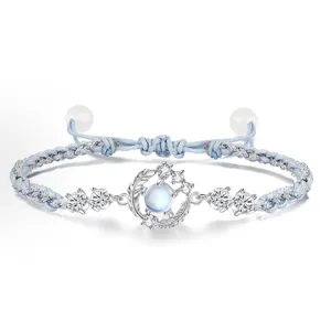 Handmade braided bracelet for women, minimalist zircon diamond crystal ins style hand rope jewelry
