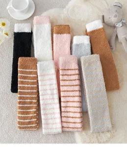 Winter cozy coral fleece thick thermal long socks for women, soft sleep warm stockings set.