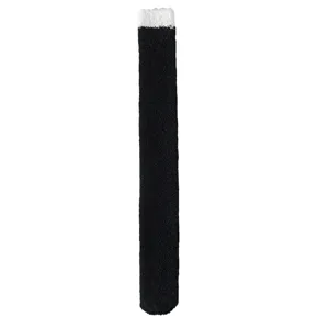 Comfortable thick winter coral fleece long socks in black and white, perfect for home sleep and warmth.